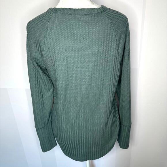 Chaser Winter Pine Teal Blue Thermal Waffle Knit Henley Pullover Women's Small - Picture 6 of 8